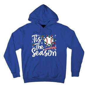 Tis The Season Baseball Christmas Snowflakes Lights Xmas Gift Tall Hoodie