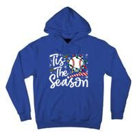 Tis The Season Baseball Christmas Snowflakes Lights Xmas Gift Tall Hoodie