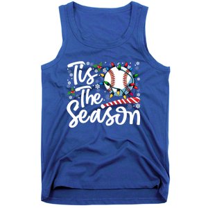 Tis The Season Baseball Christmas Snowflakes Lights Xmas Gift Tank Top