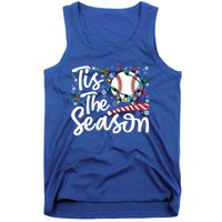 Tis The Season Baseball Christmas Snowflakes Lights Xmas Gift Tank Top