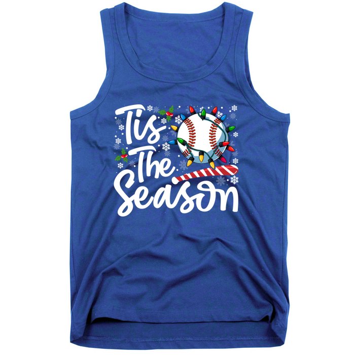 Tis The Season Baseball Christmas Snowflakes Lights Xmas Gift Tank Top