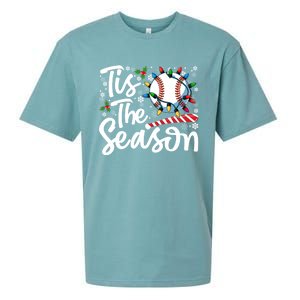 Tis The Season Baseball Christmas Snowflakes Lights Xmas Gift Sueded Cloud Jersey T-Shirt