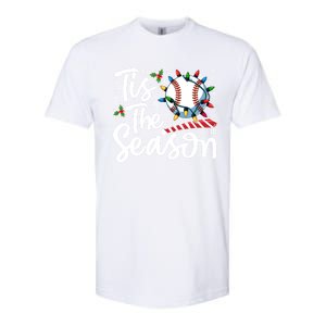 Tis The Season Baseball Christmas Snowflakes Lights Xmas Gift Softstyle CVC T-Shirt