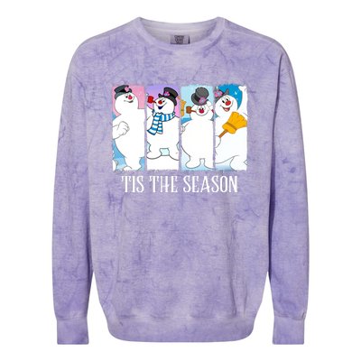 Tis The Season Frosty Snowman Frosty Christmas Colorblast Crewneck Sweatshirt