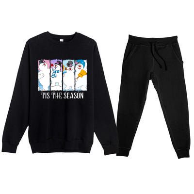 Tis The Season Frosty Snowman Frosty Christmas Premium Crewneck Sweatsuit Set