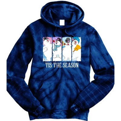 Tis The Season Frosty Snowman Frosty Christmas Tie Dye Hoodie