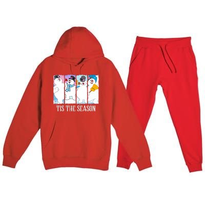 Tis The Season Frosty Snowman Frosty Christmas Premium Hooded Sweatsuit Set