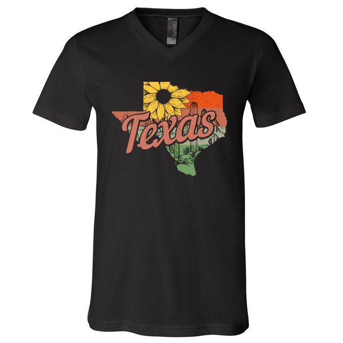 Texas Tx State Map Pride Vintage V-Neck T-Shirt