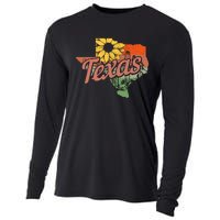 Texas Tx State Map Pride Vintage Cooling Performance Long Sleeve Crew