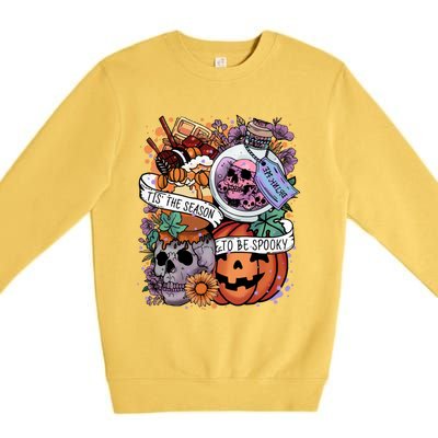 Tis The Season To Be Spooky Skull Pumpkin Halloween Costume Gift Premium Crewneck Sweatshirt