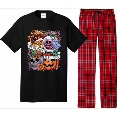 Tis The Season To Be Spooky Skull Pumpkin Halloween Costume Gift Pajama Set