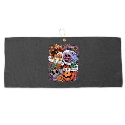 Tis The Season To Be Spooky Skull Pumpkin Halloween Costume Gift Large Microfiber Waffle Golf Towel