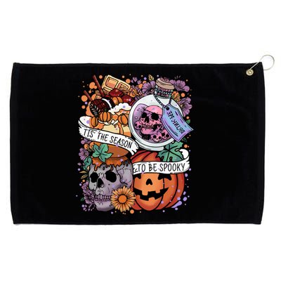 Tis The Season To Be Spooky Skull Pumpkin Halloween Costume Gift Grommeted Golf Towel