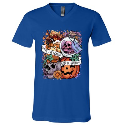 Tis The Season To Be Spooky Skull Pumpkin Halloween Costume Gift V-Neck T-Shirt