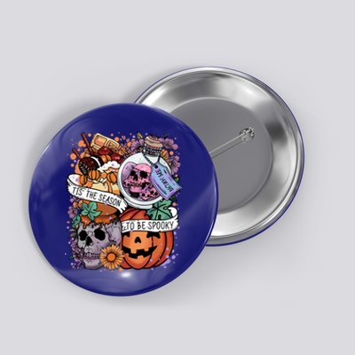 Tis The Season To Be Spooky Skull Pumpkin Halloween Costume Gift Button