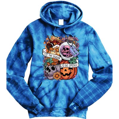 Tis The Season To Be Spooky Skull Pumpkin Halloween Costume Gift Tie Dye Hoodie