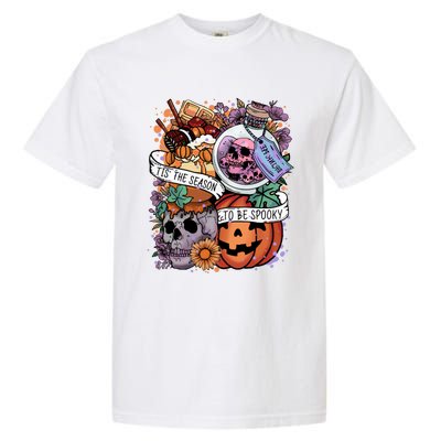 Tis The Season To Be Spooky Skull Pumpkin Halloween Costume Gift Garment-Dyed Heavyweight T-Shirt