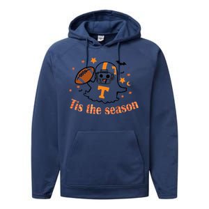 Tis The Season Halloween Football Ghost Tennessee Football Performance Fleece Hoodie