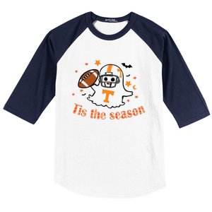 Tis The Season Halloween Football Ghost Tennessee Football Baseball Sleeve Shirt