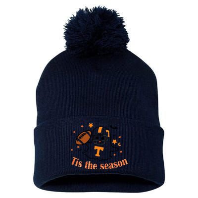 Tis The Season Halloween Football Ghost Tennessee Football Pom Pom 12in Knit Beanie