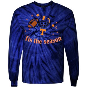 Tis The Season Halloween Football Ghost Tennessee Football Tie-Dye Long Sleeve Shirt