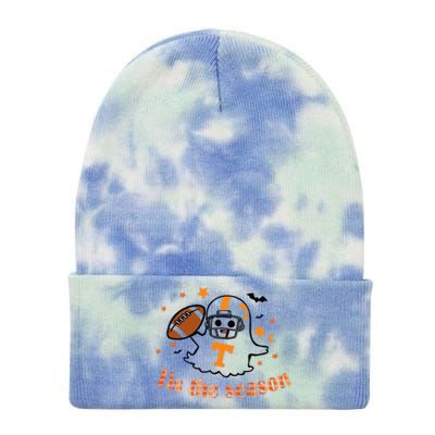 Tis The Season Halloween Football Ghost Tennessee Football Tie Dye 12in Knit Beanie