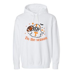 Tis The Season Halloween Football Ghost Tennessee Football Garment-Dyed Fleece Hoodie