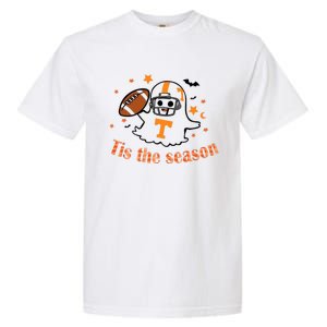 Tis The Season Halloween Football Ghost Tennessee Football Garment-Dyed Heavyweight T-Shirt