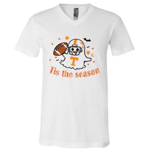 Tis The Season Halloween Football Ghost Tennessee Football V-Neck T-Shirt