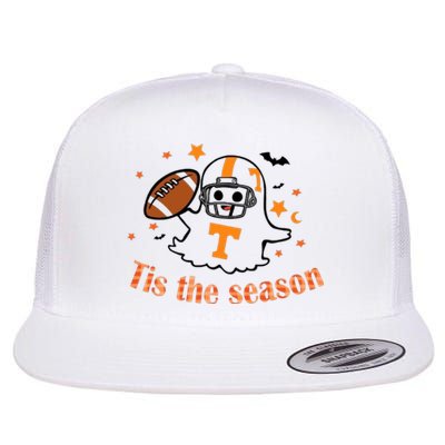 Tis The Season Halloween Football Ghost Tennessee Football Flat Bill Trucker Hat