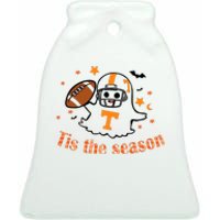 Tis The Season Halloween Football Ghost Tennessee Football Ceramic Bell Ornament