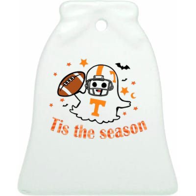 Tis The Season Halloween Football Ghost Tennessee Football Ceramic Bell Ornament