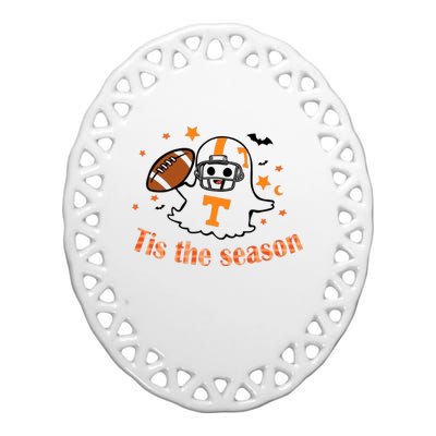 Tis The Season Halloween Football Ghost Tennessee Football Ceramic Oval Ornament