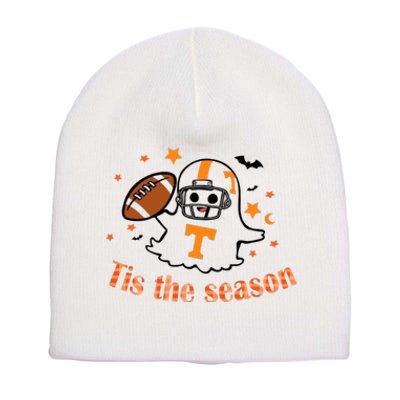 Tis The Season Halloween Football Ghost Tennessee Football Short Acrylic Beanie