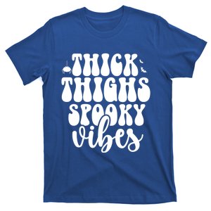 Thick Thighs Spooky Vibes Halloween Bats And Spiders Gift T-Shirt