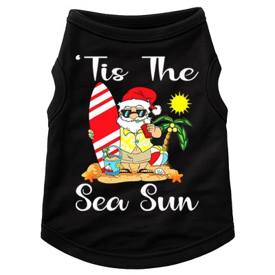 Tis The Sea Sun Christmas In July Santa Surfing Lake Party Doggie Tank