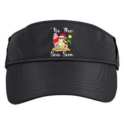 Tis The Sea Sun Christmas In July Santa Surfing Lake Party Adult Drive Performance Visor