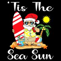 Tis The Sea Sun Christmas In July Santa Surfing Lake Party Women's V-Neck T-Shirt