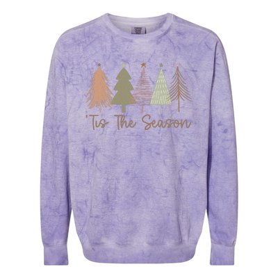 Tis The Season Funny Christmas Tree Boho Christmas Trees Whimsical Christmas Colorblast Crewneck Sweatshirt