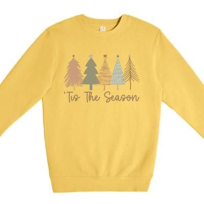 Tis The Season Funny Christmas Tree Boho Christmas Trees Whimsical Christmas Premium Crewneck Sweatshirt