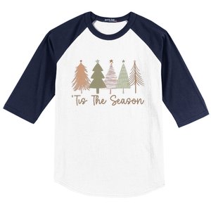 Tis The Season Funny Christmas Tree Boho Christmas Trees Whimsical Christmas Baseball Sleeve Shirt