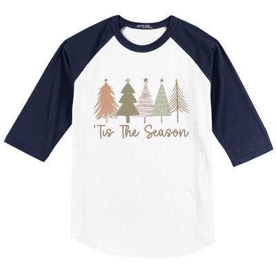 Tis The Season Funny Christmas Tree Boho Christmas Trees Whimsical Christmas Baseball Sleeve Shirt