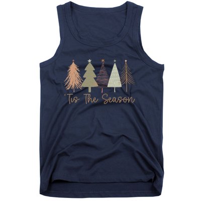 Tis The Season Funny Christmas Tree Boho Christmas Trees Whimsical Christmas Tank Top