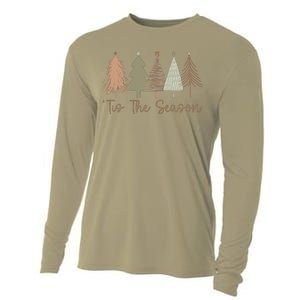 Tis The Season Funny Christmas Tree Boho Christmas Trees Whimsical Christmas Cooling Performance Long Sleeve Crew