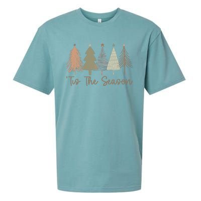 Tis The Season Funny Christmas Tree Boho Christmas Trees Whimsical Christmas Sueded Cloud Jersey T-Shirt