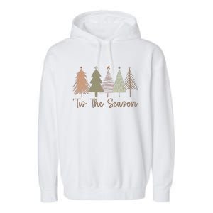 Tis The Season Funny Christmas Tree Boho Christmas Trees Whimsical Christmas Garment-Dyed Fleece Hoodie