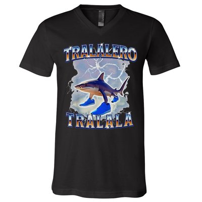 Tralalero Tralala Shark Meme Bootle V-Neck T-Shirt