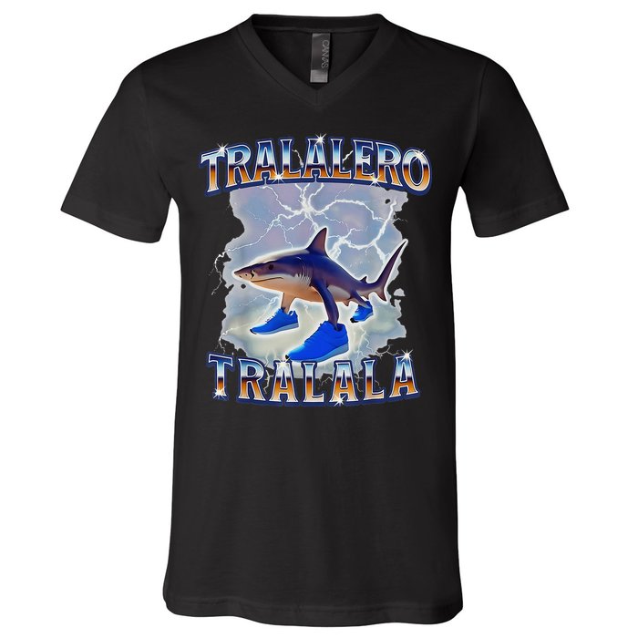 Tralalero Tralala Shark Meme Bootle V-Neck T-Shirt