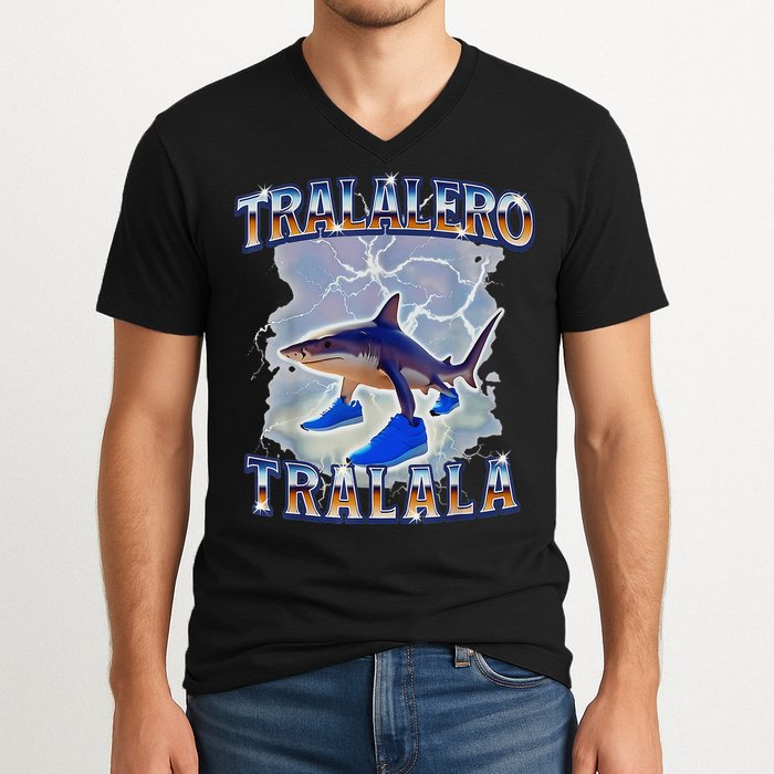 Tralalero Tralala Shark Meme Bootle V-Neck T-Shirt