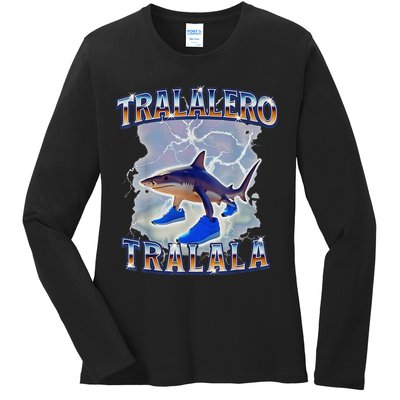 Tralalero Tralala Shark Meme Bootle Ladies Long Sleeve Shirt